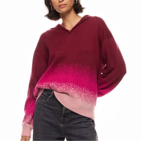 Terez Bordeaux Ombré Zip Pullover NWT size Medium